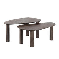 COUCHTISCH-SET LUSSO FLOW Organische Satztische in dunklem Teak - Braun, Holz (39/84/43cm) - alesvelt
