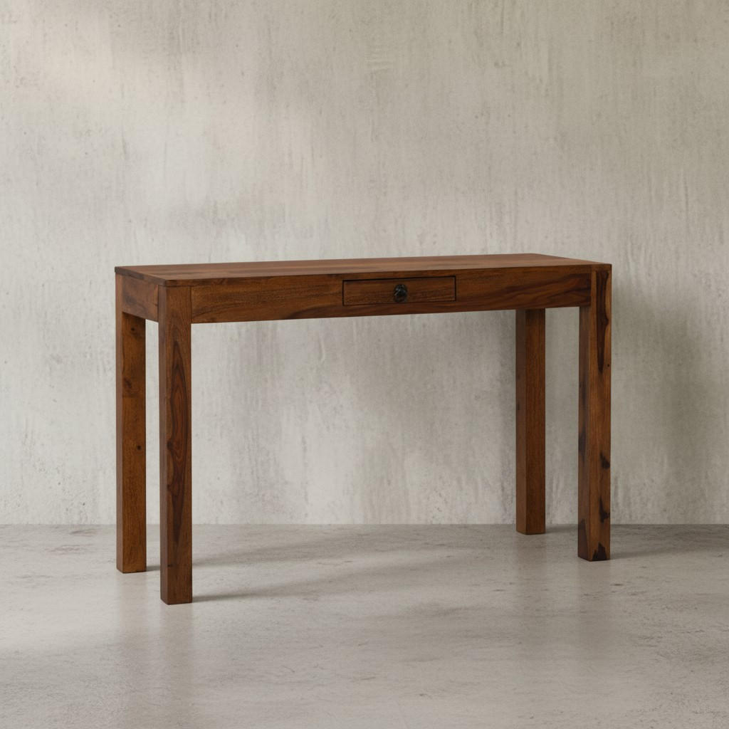 SCHREIBTISCH – Massivholz, 118x40x76 cm, dunkelbraun, kompakt, handgefertigt - Dunkelbraun/Braun, Holz/Metall (40/118/76cm) - KADIMA DESIGN