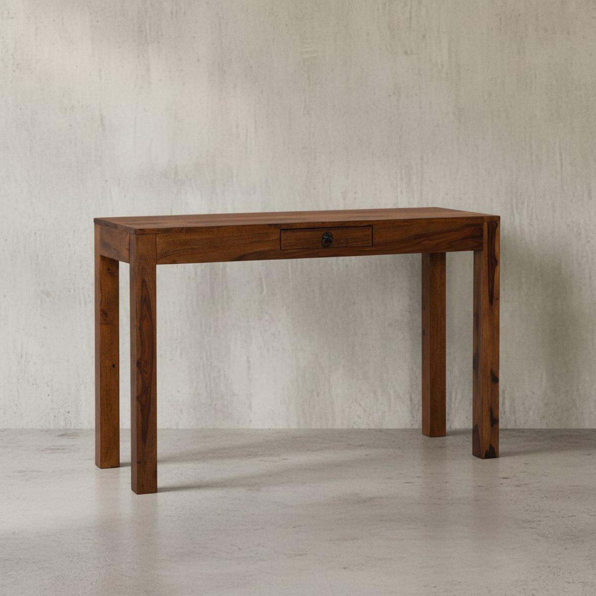 SCHREIBTISCH – Massivholz, 118x40x76 cm, dunkelbraun, kompakt, handgefertigt - Dunkelbraun/Braun, Holz/Metall (40/118/76cm) - KADIMA DESIGN