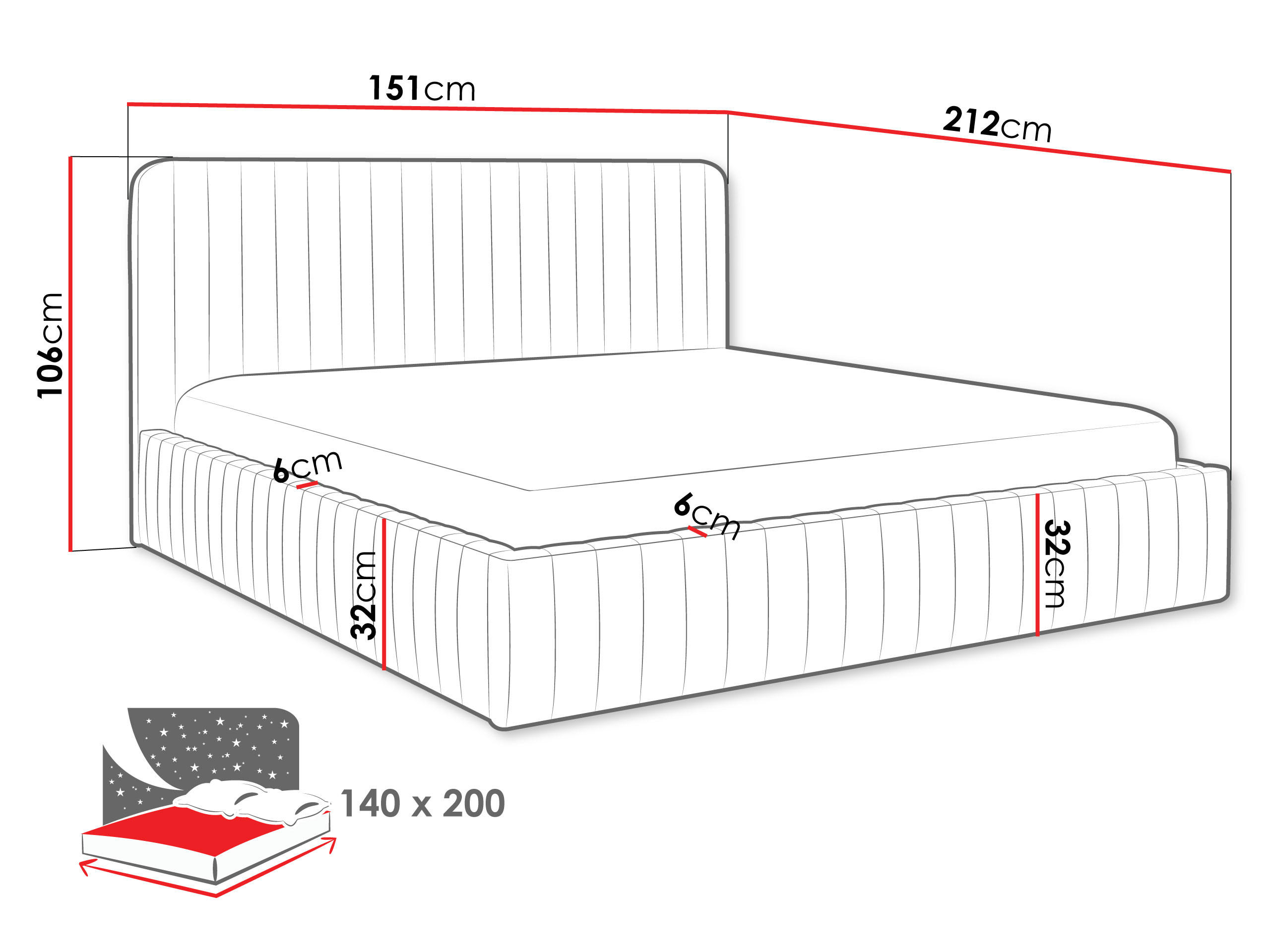 Thumbnail - Mirjan24 Polsterbett, Braun, Textil, Rechteckig, 140x200 cm, Schlafzimmer, Betten, Polsterbetten