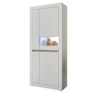 VITRINE weiß matt, Evoke Eiche, Vitrinenschrank 85 x 198 cm, Soft-Close-Funktion - Eichefarben/Silberfarben, Holzwerkstoff/Kunststoff (85/198/35cm) - Furn.Design