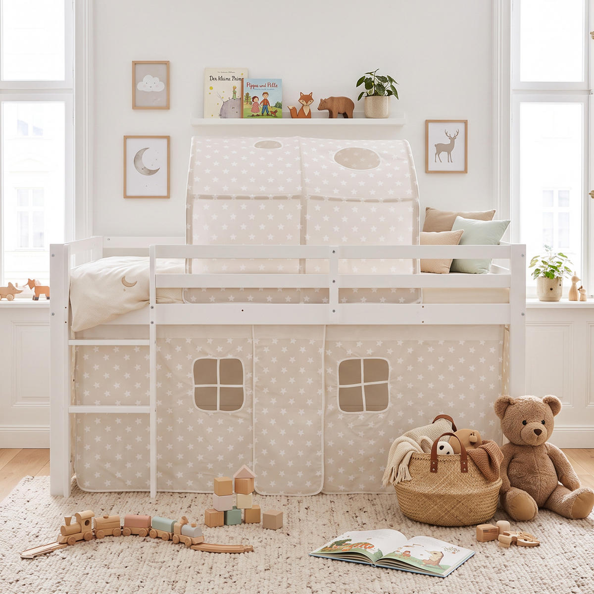 HOCHBETT 90/200 cm Sterne Weiß - Weiß, Holz (90/200cm) - Homestyle4u