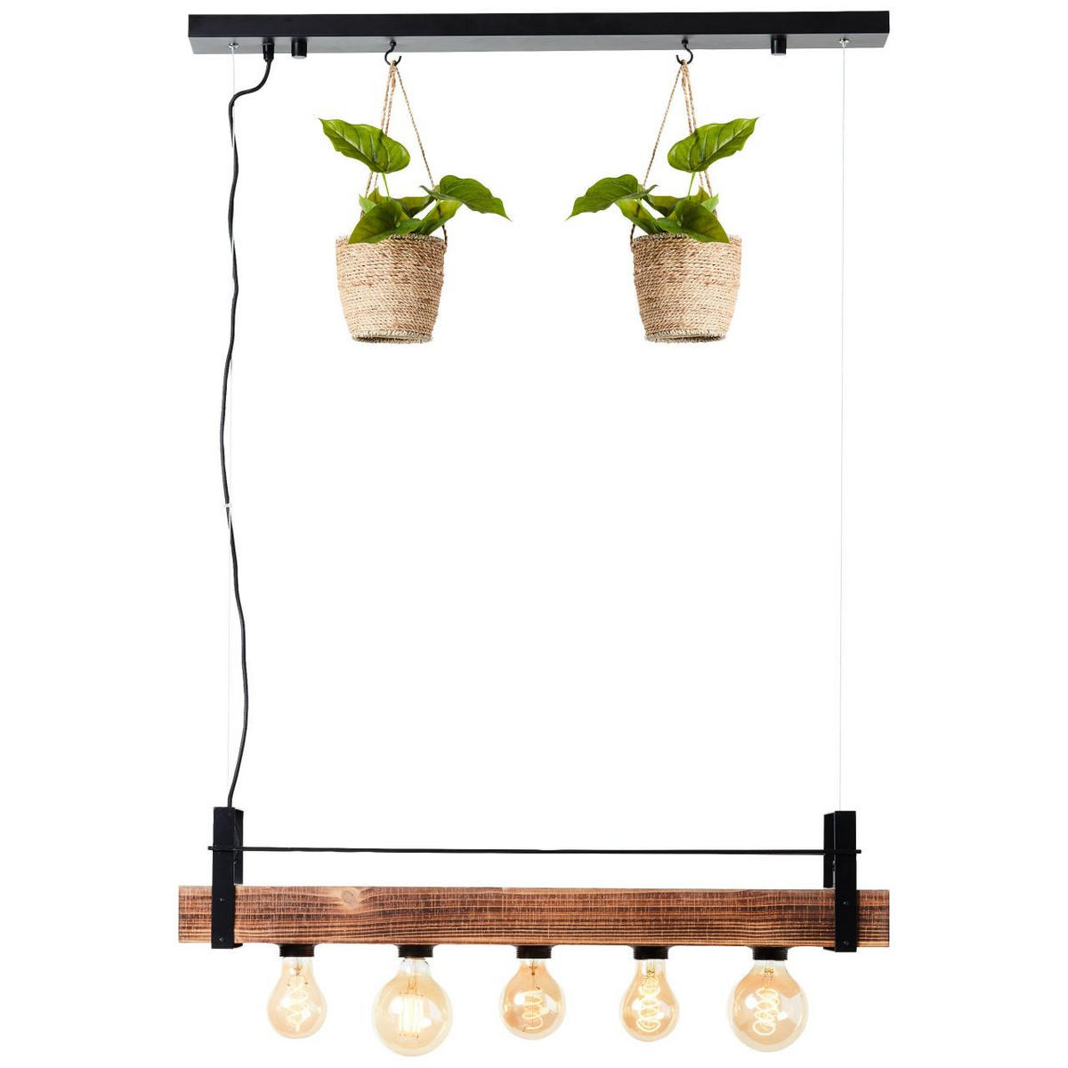 PENDELLEUCHTE Bankwood 99541/76 - Schwarz, Holz (17.5/80/106.5cm) - Brilliant