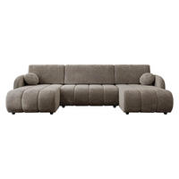 WOHNLANDSCHAFT Zara LC2rLC - Hellbraun/Schwarz, Holz/Kunststoff (318/88/160cm) - MIRJAN24