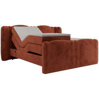 BOXBETT FORTINA 140/200 - Orange Plüsch - H4 - Orange, Holz/Textil (140/200cm) - MKS