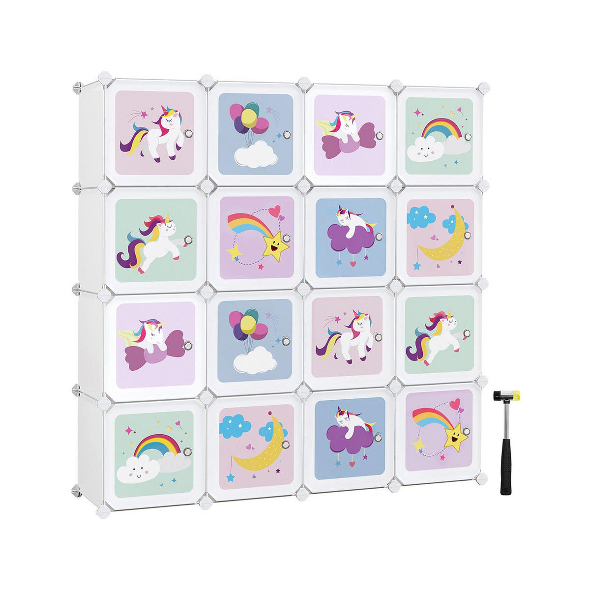 STECKREGAL REGALSYSTEM FÜR KINDER - Weiß, Kunststoff (31/153/153cm) - Hansiro