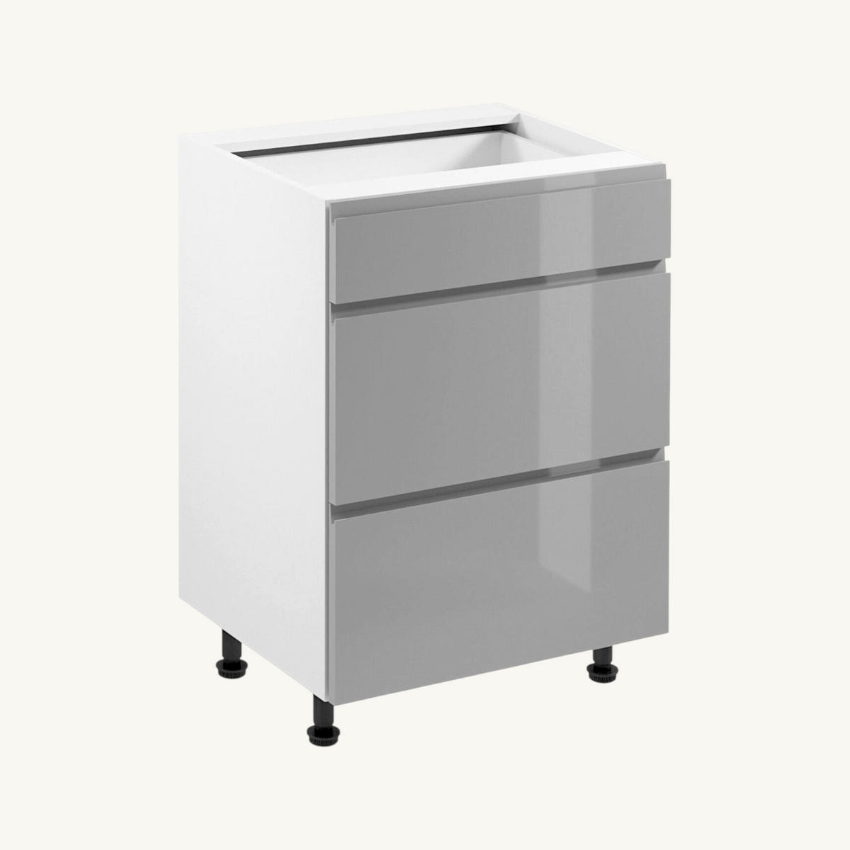 KÜCHENZEILE 300 cm Glanzia – KU-S01 – Grau / Weiß – Hochglanz - Grau, Holzwerkstoff (300/212/58cm) - hi-markt