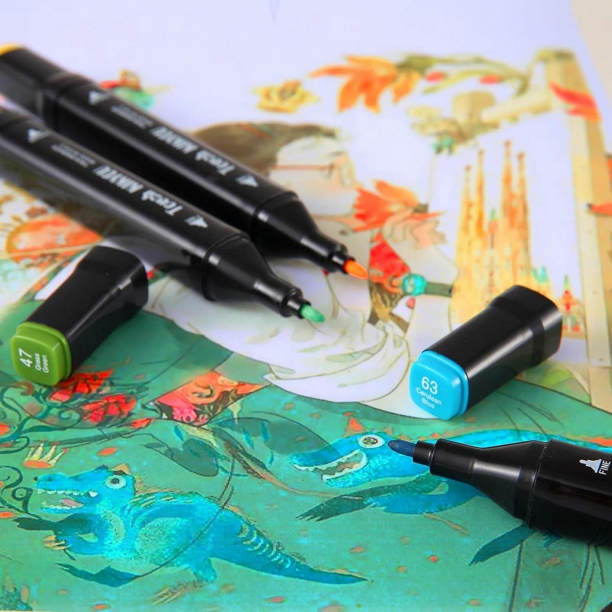 ALKOHOLMARKER 80 Farben Set mit Tragetasche - Multicolor, Kunststoff (20/14/16cm)