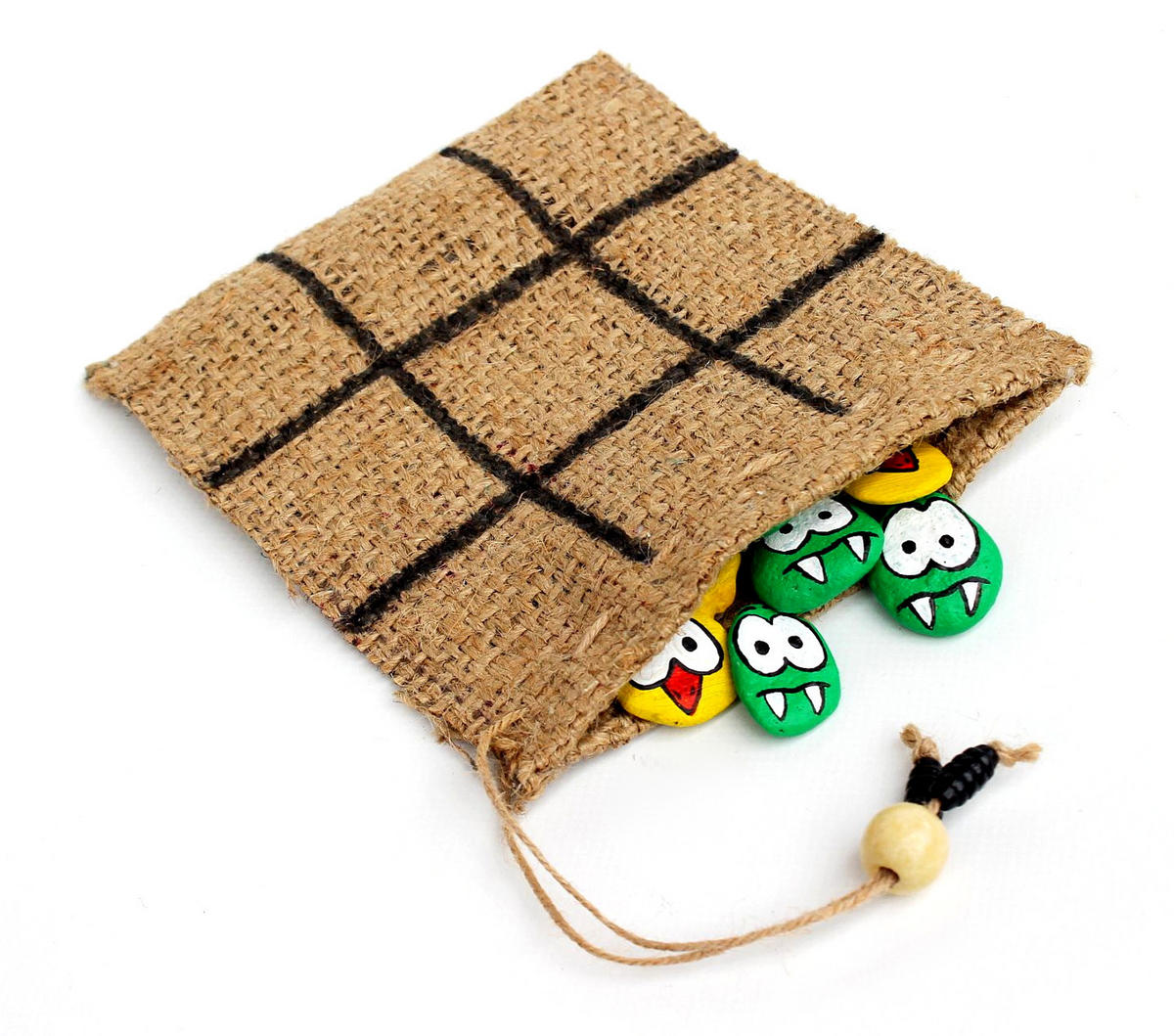 SPIEL Tic Tac Toe Spiel Holz Drei Gewinnt mehrfarbig - Grün, Holz (15/2.5cm) - DanDiBo