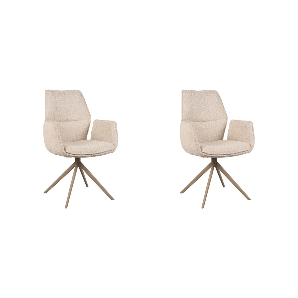 ESSZIMMERSTUHL Mellow Beige 63/58/92 cm 2er-Set - Creme, Textil (58/92/63cm) - LABEL51