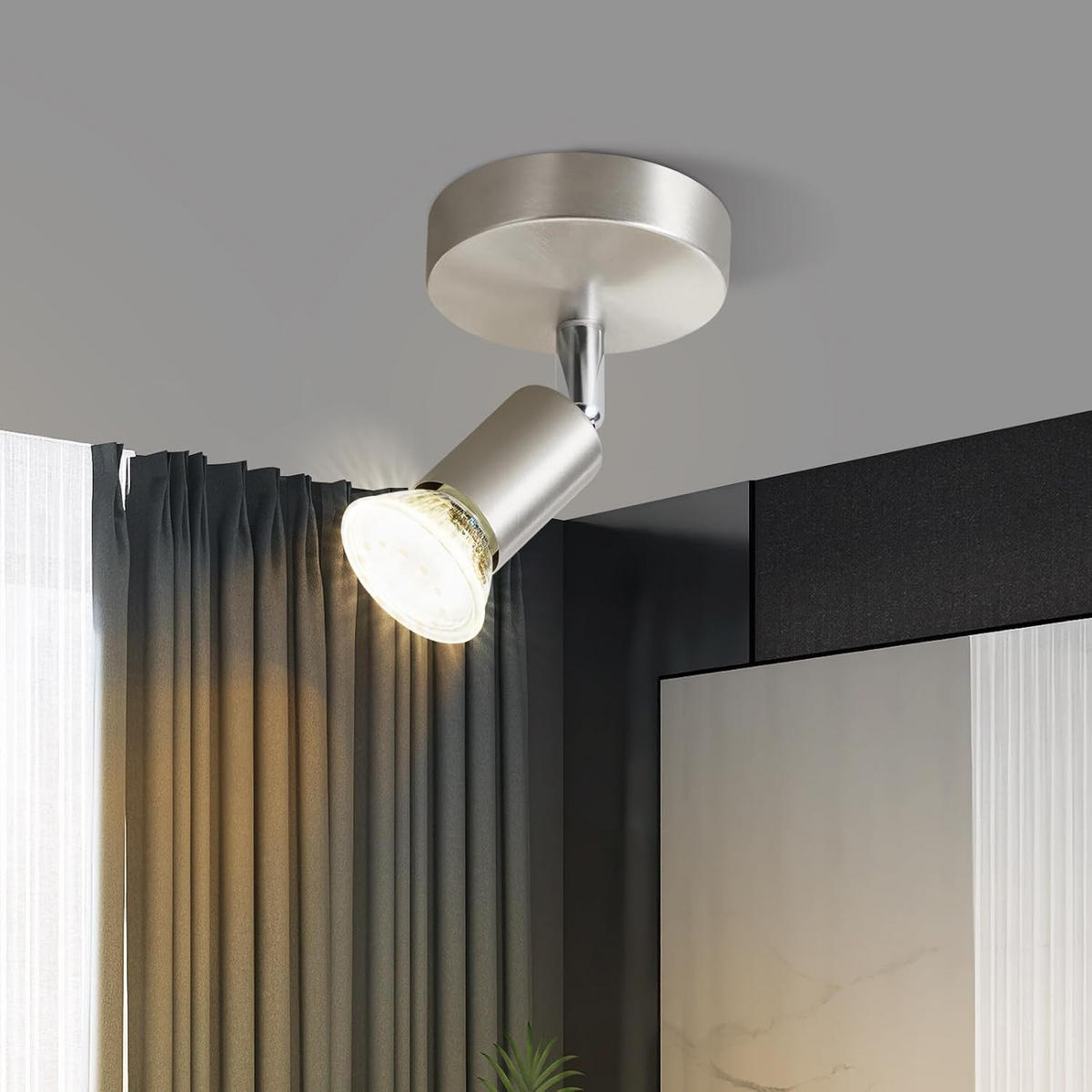 DECKENSTRAHLER Leorix 8/10.5/7.7 cm - Alufarben, Metall (7.7/8/10.5cm) - ZMH