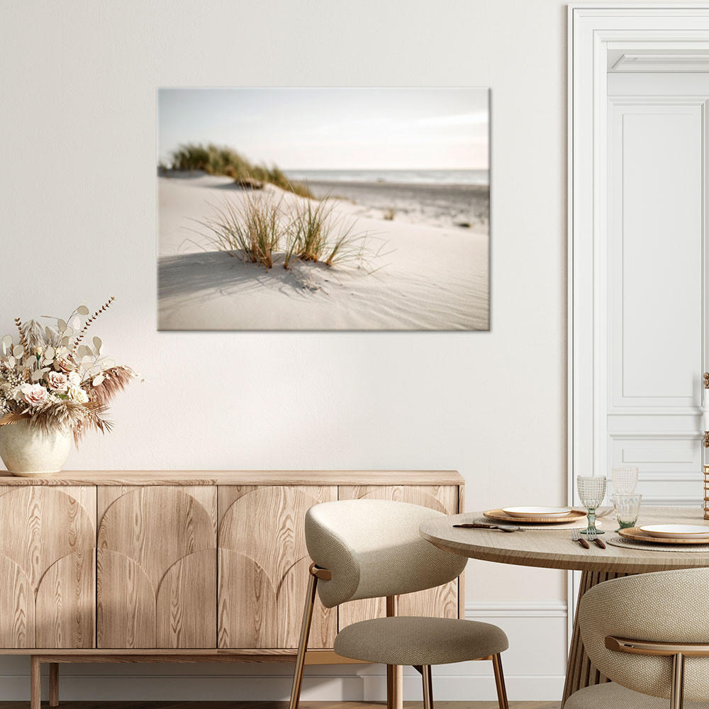 LEINWANDBILD Strand Meer Dünen Natur Pflanzen 100x70cm - Beige, Textil (100/70cm) - Feeby