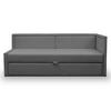 JUGENDBETT Caprili Dunkelbeige ausziehbar für 2 Personen - Dunkelgrau/Schwarz, Holz/Textil (82/189cm) - Selsey