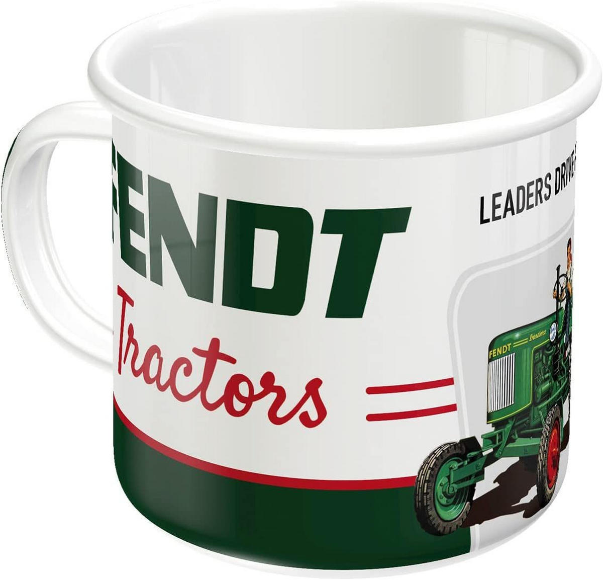 EMAILLE-BECHER 360 ml Fendt Tractors - Waldgrün/Rot, Metall (0.36L) - Nostalgic-Art