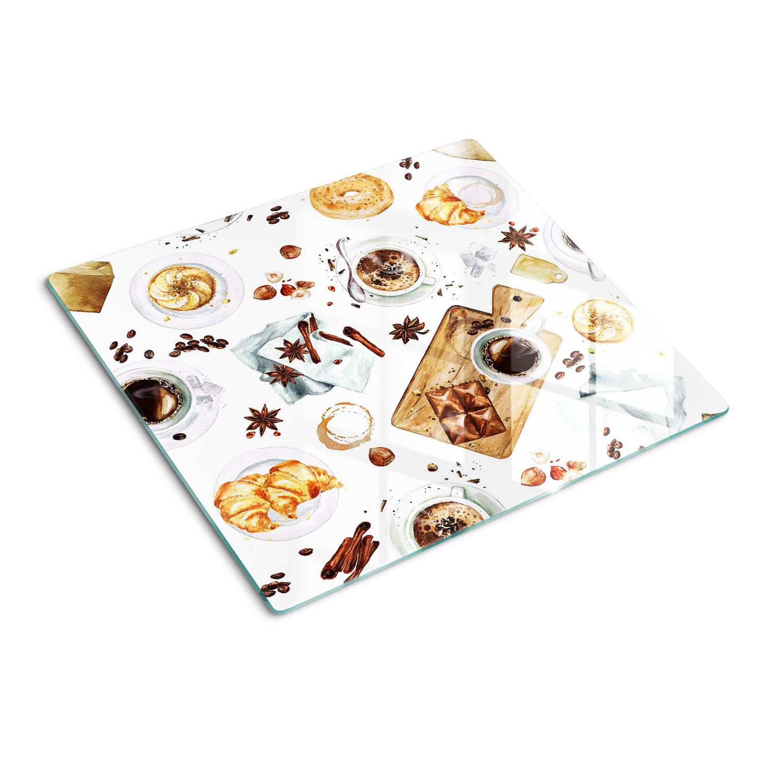 GLASPLATTE 60x52 cm Morgenkaffee - Beige, Glas (60/0.4/52cm) - TULUP