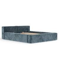 POLSTERBETT Voliera Blau 160/200 cm im Chenille-Stoff - Blau/Birkefarben, Holz/Holzwerkstoff (160/200cm) - Maison de Reve