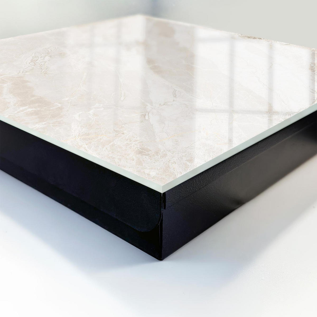 SCHLÜSSELBOX Schwarz 30x30 cm- Türöffnung nach rechts - Neutraler Marmor - Beige, Metall (30/30/5cm) - TULUP