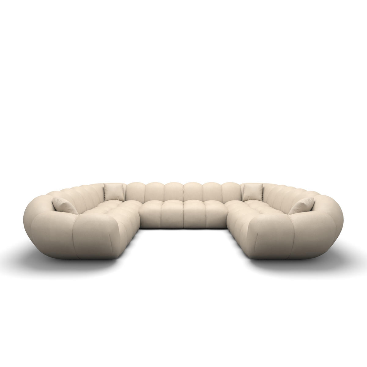 WOHNLANDSCHAFT Liva Beige Kunstleder U-Form XXL Panorama - Beige, Kunststoff (316/70/258cm) - VAROYAL