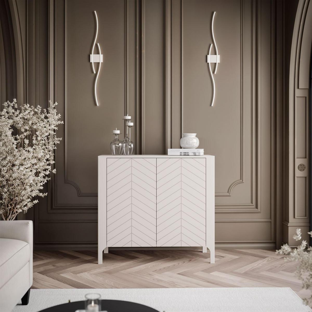 ZWEITÜRIGE Highboard LUMI 103 cm, Kaschmir - Kaschmir, Holzwerkstoff (103/95/41cm) - Lookway