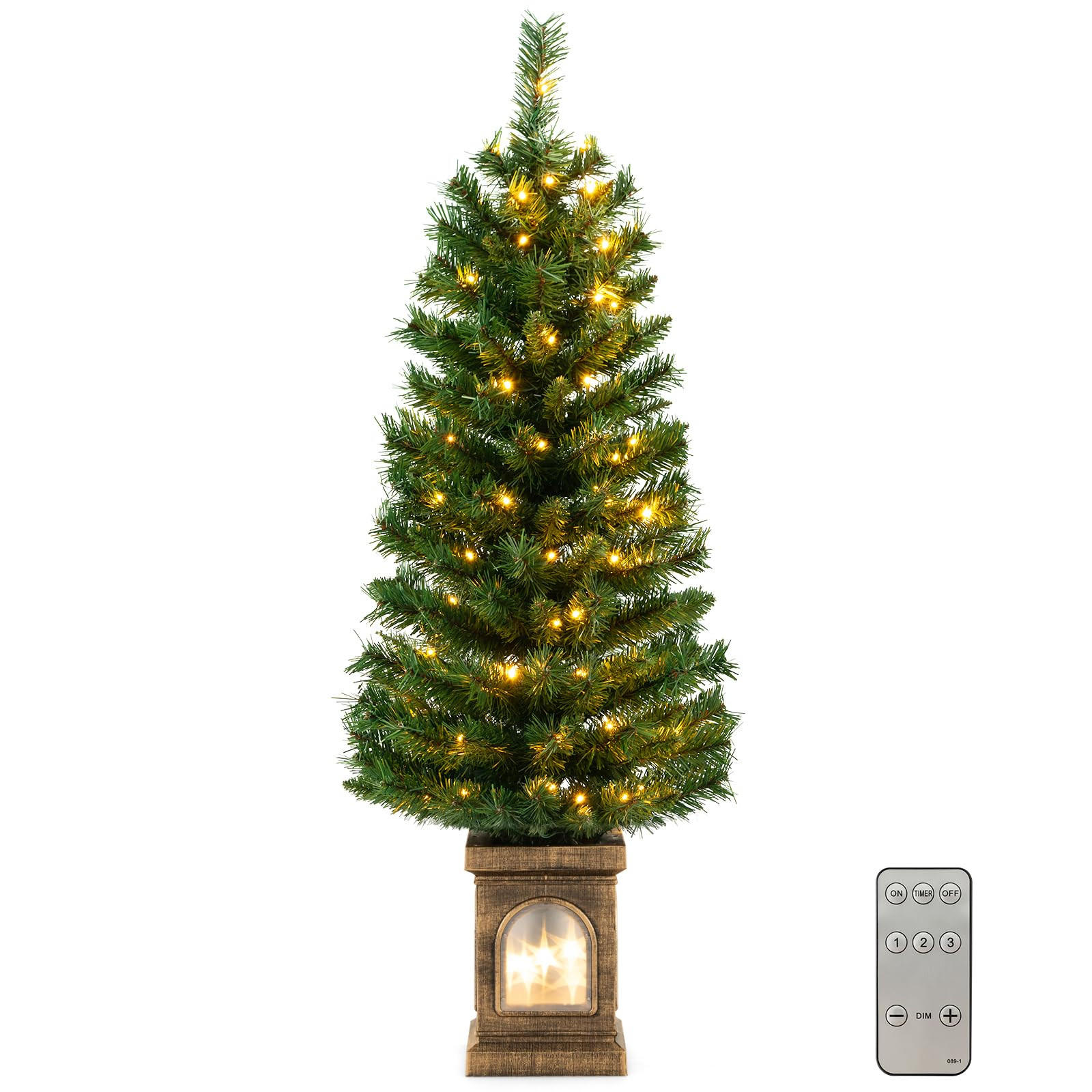 WEIHNACHTSBAUM Tannenbaum im Topf mit 3 Lichtmodi 120 cm grün - Grün, Kunststoff (120cm) - COSTWAY