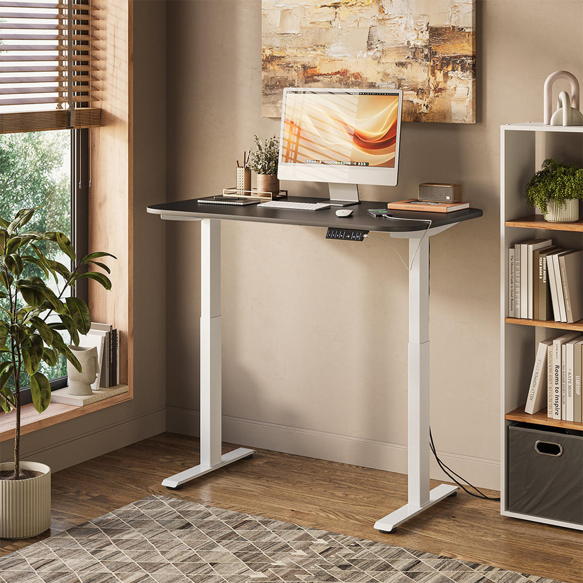 PSACÍ STŮL Elevate Bílá/antracitová - bílá, kompozitní dřevo (70/120/120cm) - Vicco