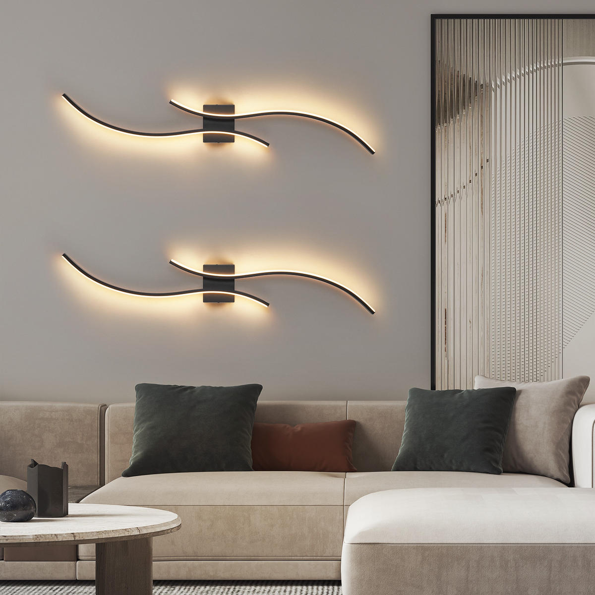 LED-WANDLEUCHTE Flammor 101.5/13.5/4.9 cm - Schwarz, Metall (13.5/4.9/101.5cm) - ZMH