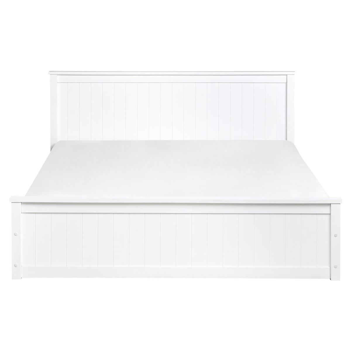 PAT cu spațiu de depozitare 160/200 lemn de pin alb Lambres - alb, lemn (160/200cm) - Beliani