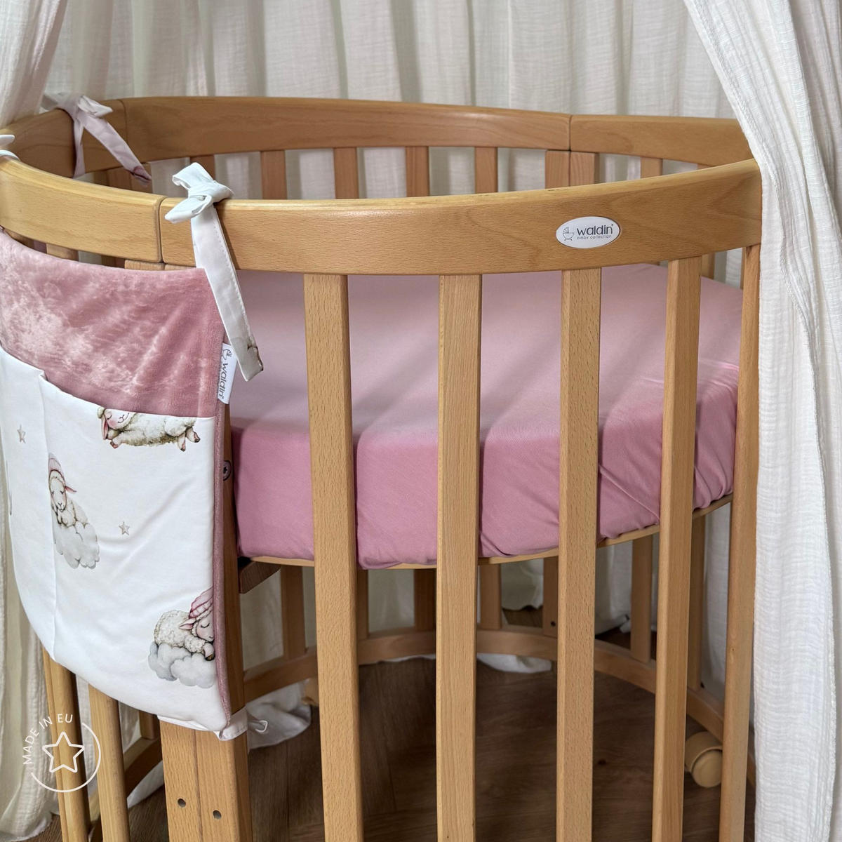 SALTEA din cocos pentru bebe 7in1 oval - alb, materiale naturale/material textil (73/73cm) - waldin