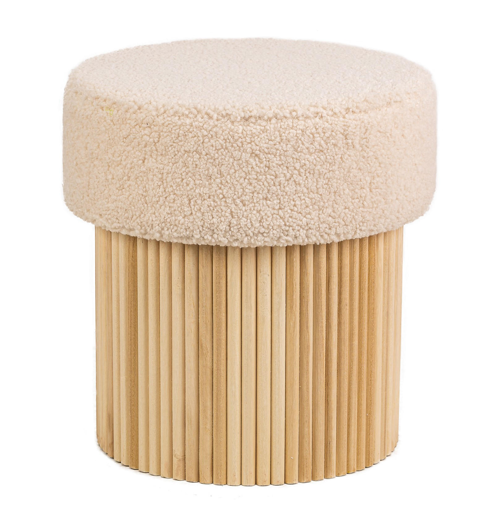 POUF Samt Weiß - Weiß, Textil (43/45/43cm) - Nordlys