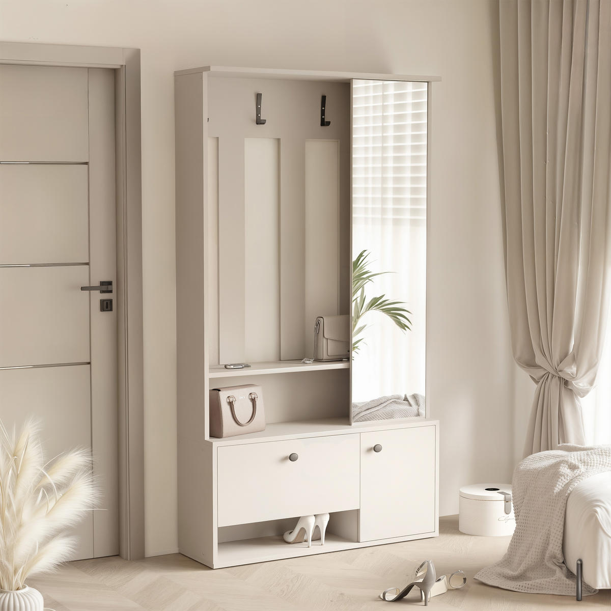 GARDEROBENSCHRANK GLASSY in 100/33/191 cm Kaschmir - Kaschmir/Schwarz, Holzwerkstoff/Metall (100/191/33cm) - Idohome