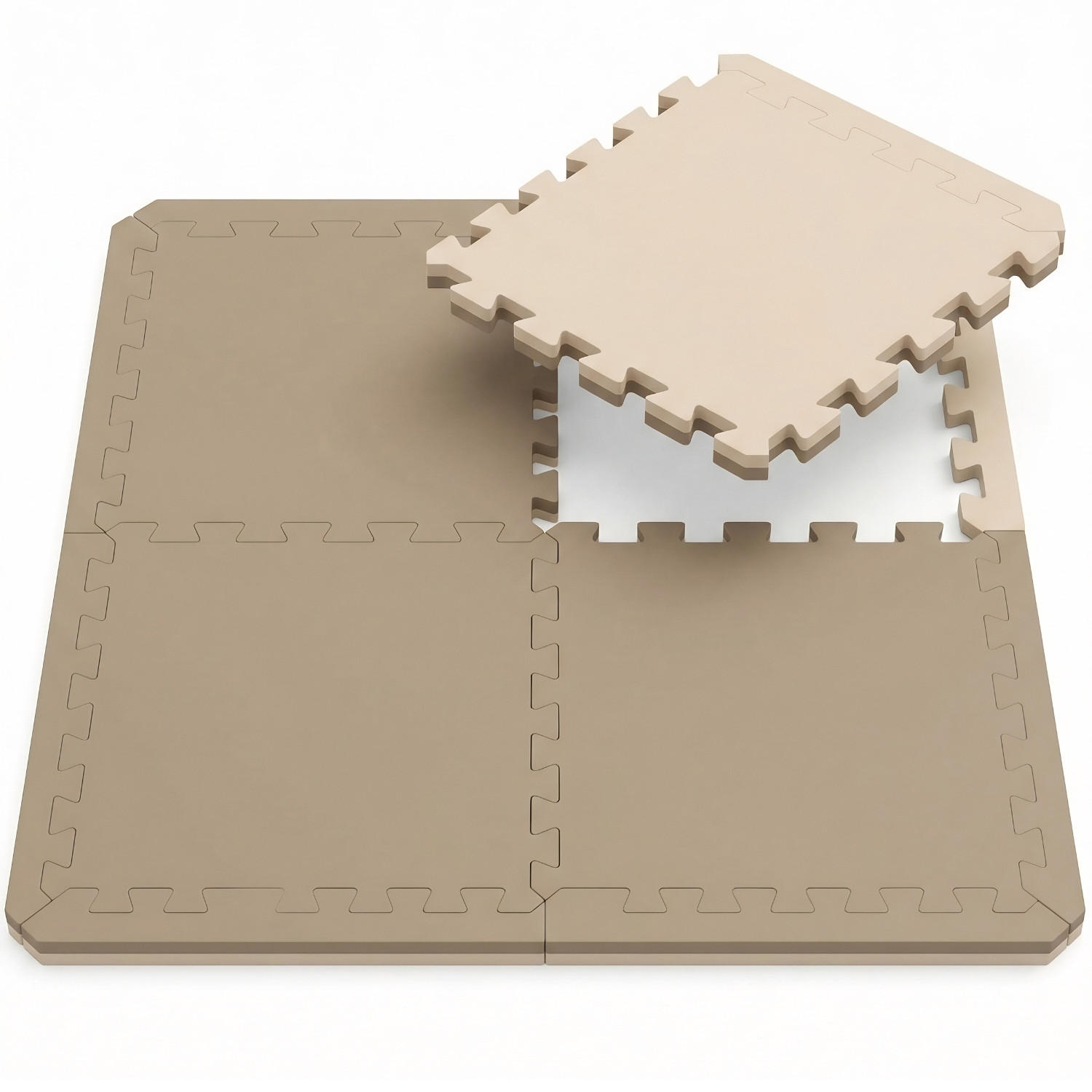BODENSCHUTZMATTE 50x50x4 cm, Beige, 4er Set - Beige, Kunststoff (50/50/4cm) - eyepower
