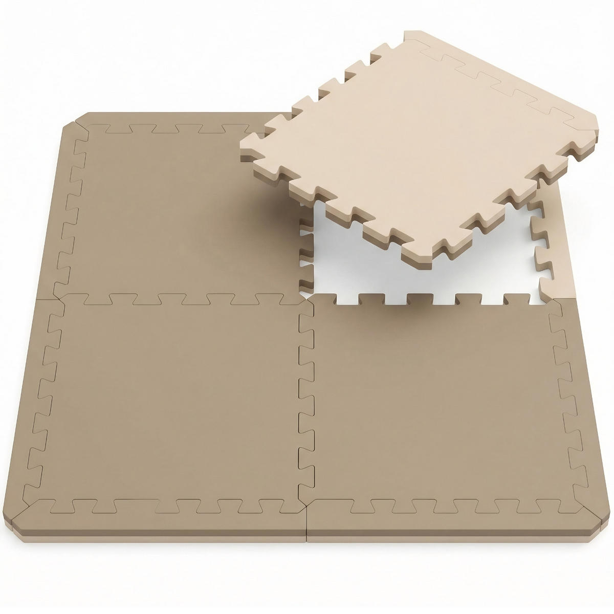 BODENSCHUTZMATTE 50x50x4 cm, Beige, 4er Set - Beige, Kunststoff (50/50/4cm) - eyepower