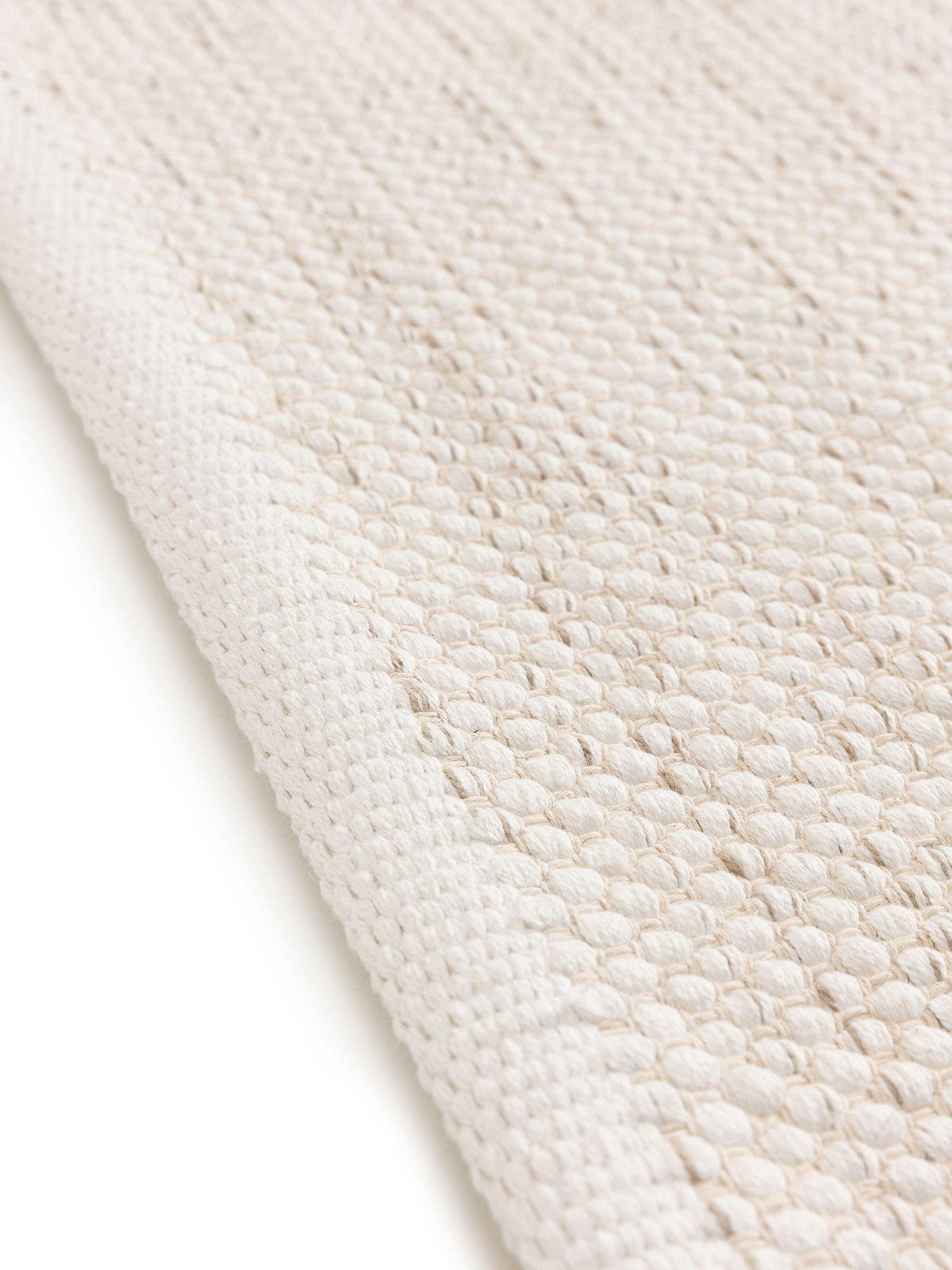 BAUMWOLLTEPPICH Ron handgewebt 140x200 cm - Creme, Naturmaterialien/Textil (140/200cm) - benuta