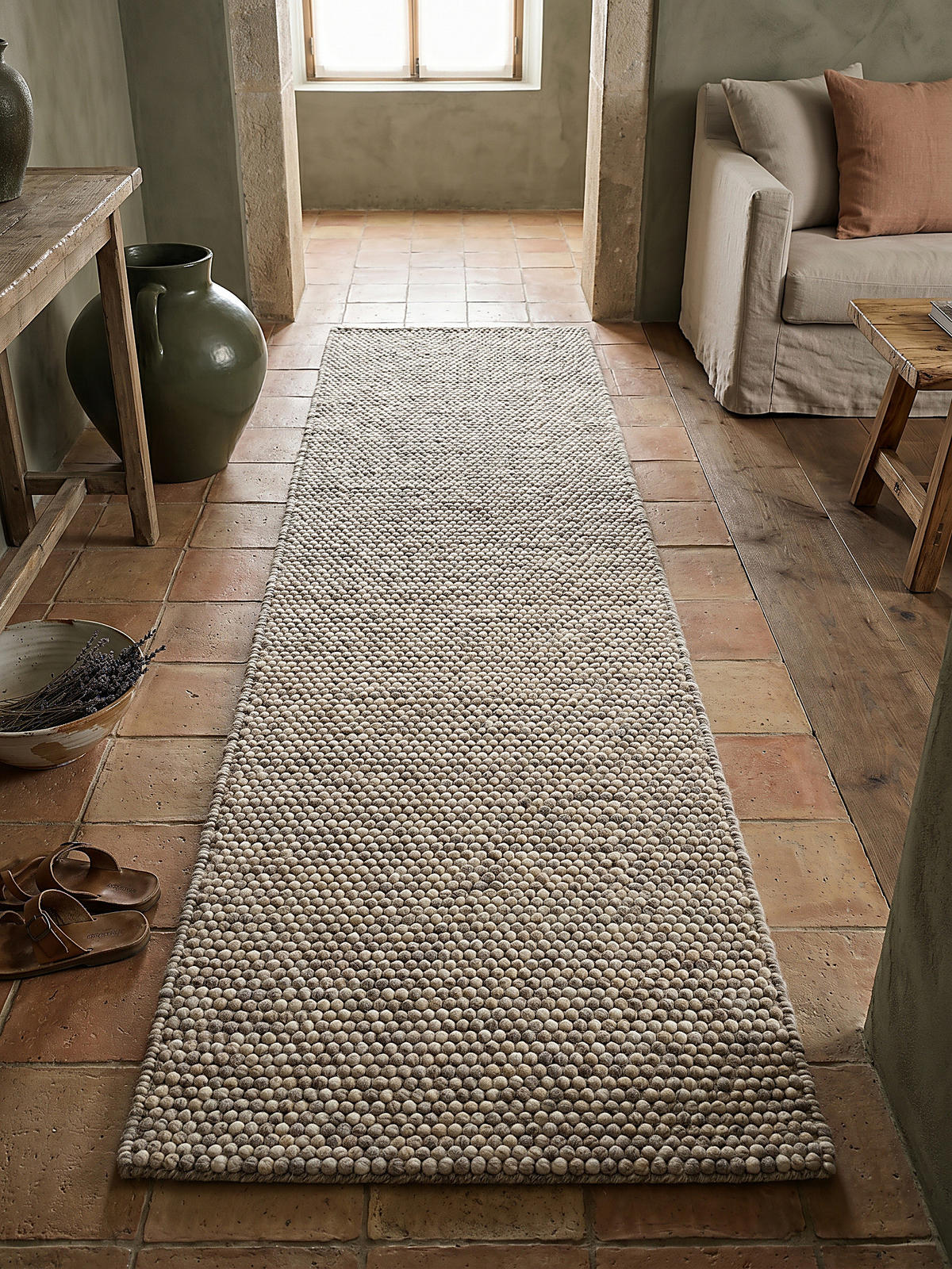 WOLLTEPPICH handgewebt MEDWAY, einfarbig, Beige, 60 x 230 cm - Beige, Textil (60/230cm) - KADIMA DESIGN