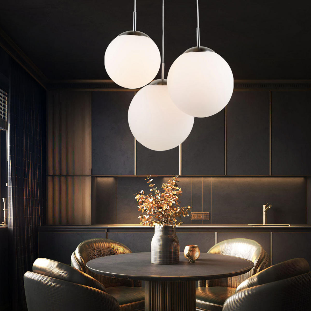 LED HÄNGELEUCHTE Joel Nickel Matt Weiß - Weiß, Glas (51.5/51.5/80cm) - Globo Lighting