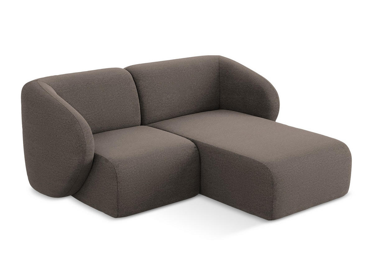 ECKSOFA Rechts Bouclé Stoff Braun - Schwarz/Mokka, Holzwerkstoff/Kunststoff (178/166cm) - Makamii