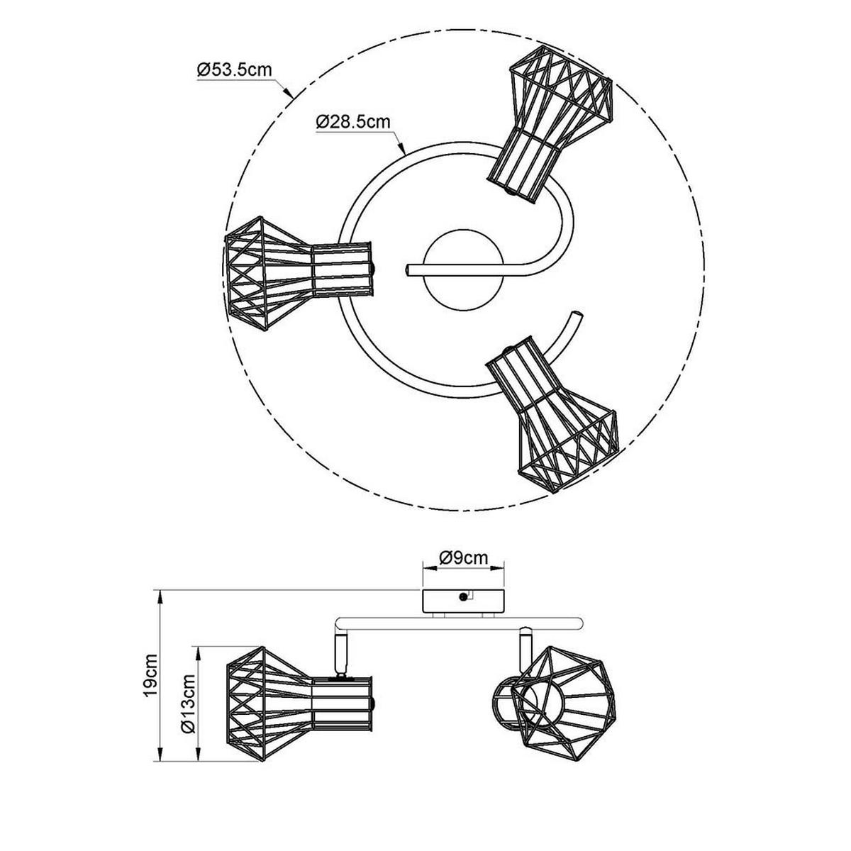 DECKENLEUCHTE Metall Schwarz PRISKA - Schwarz, Metall (28.5/28.5/19cm) - Globo Lighting
