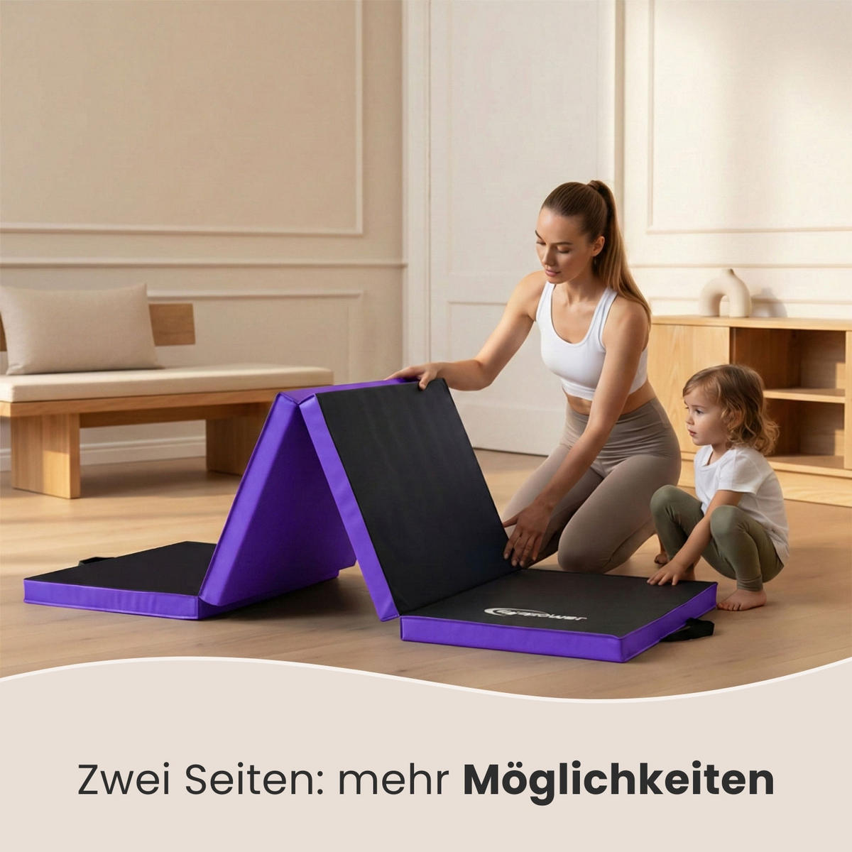 GYMNASTIKMATTE zum Wenden - 180/60/5 cm Faltbare Turnmatte - Lila, Kunststoff (60/180cm) - eyepower