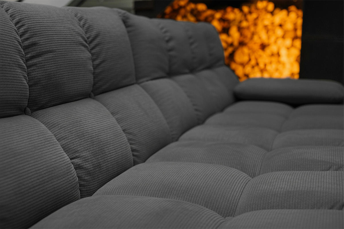 ECKSOFA VIVIEN Anthrazit Cord - Anthrazit/Schwarz, Kunststoff/Textil (290/178cm) - KAWOLA