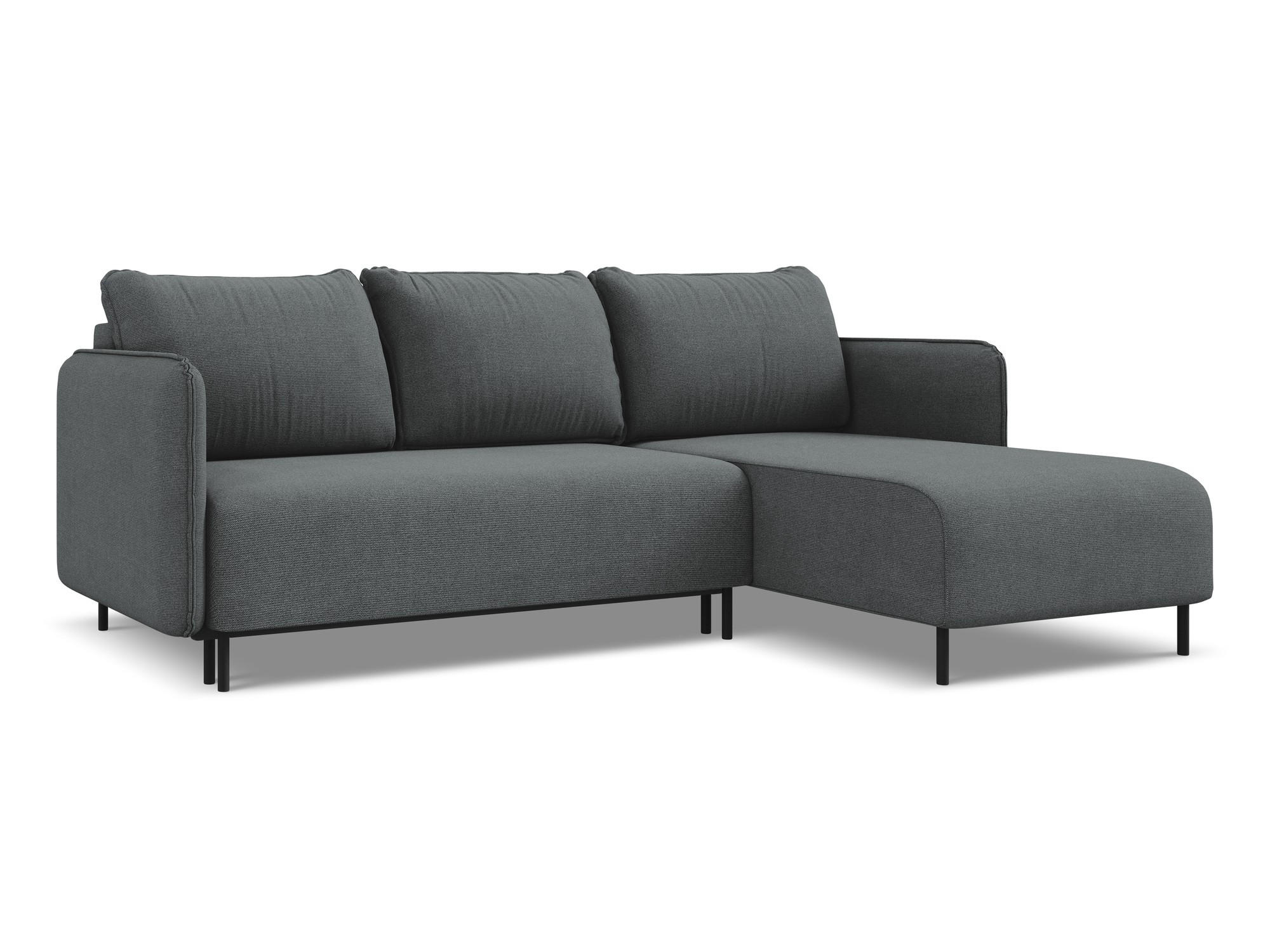 ECKSOFA mit Schlaffunktion Strukturstoff Stoff Grau - Schwarz/Grau, Holz/Textil (236/162cm) - Makamii