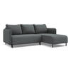 ECKSOFA mit Schlaffunktion Strukturstoff Stoff Grau - Schwarz/Grau, Holz/Textil (236/162cm) - Makamii