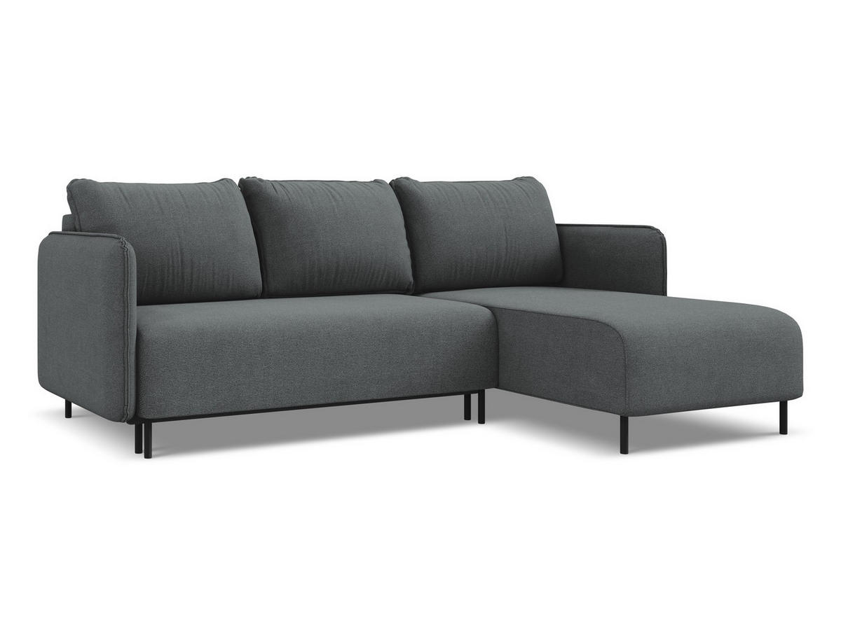 ECKSOFA mit Schlaffunktion Strukturstoff Stoff Grau - Schwarz/Grau, Holz/Textil (236/162cm) - Makamii