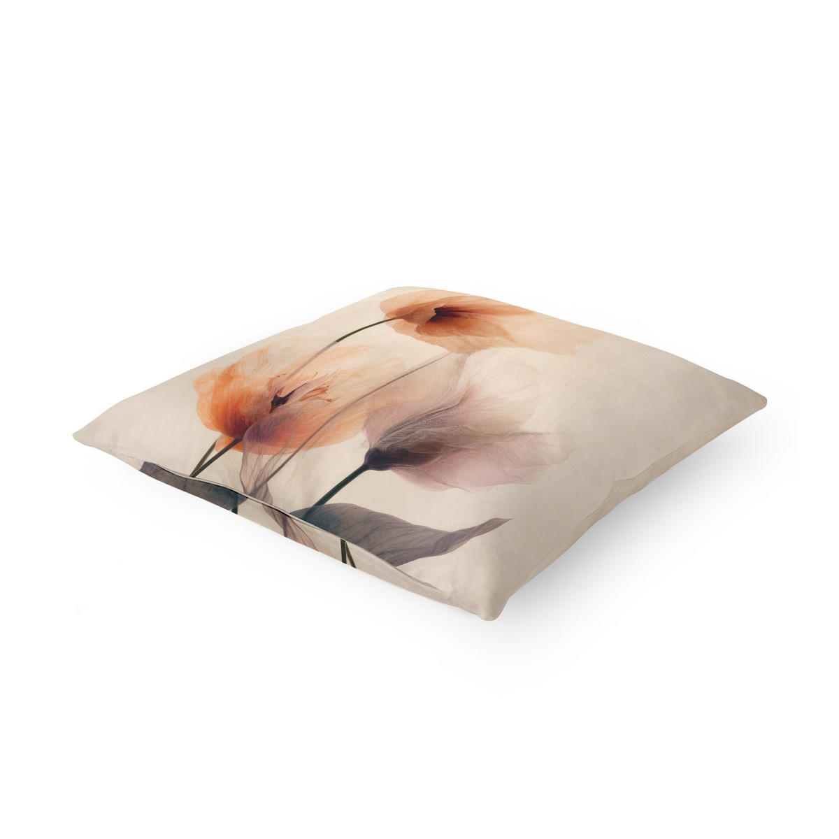 KISSENBEZUG Pergamentblumen I 40/40 cm - Eichefarben, Textil (40/40cm) - Bilderwelten