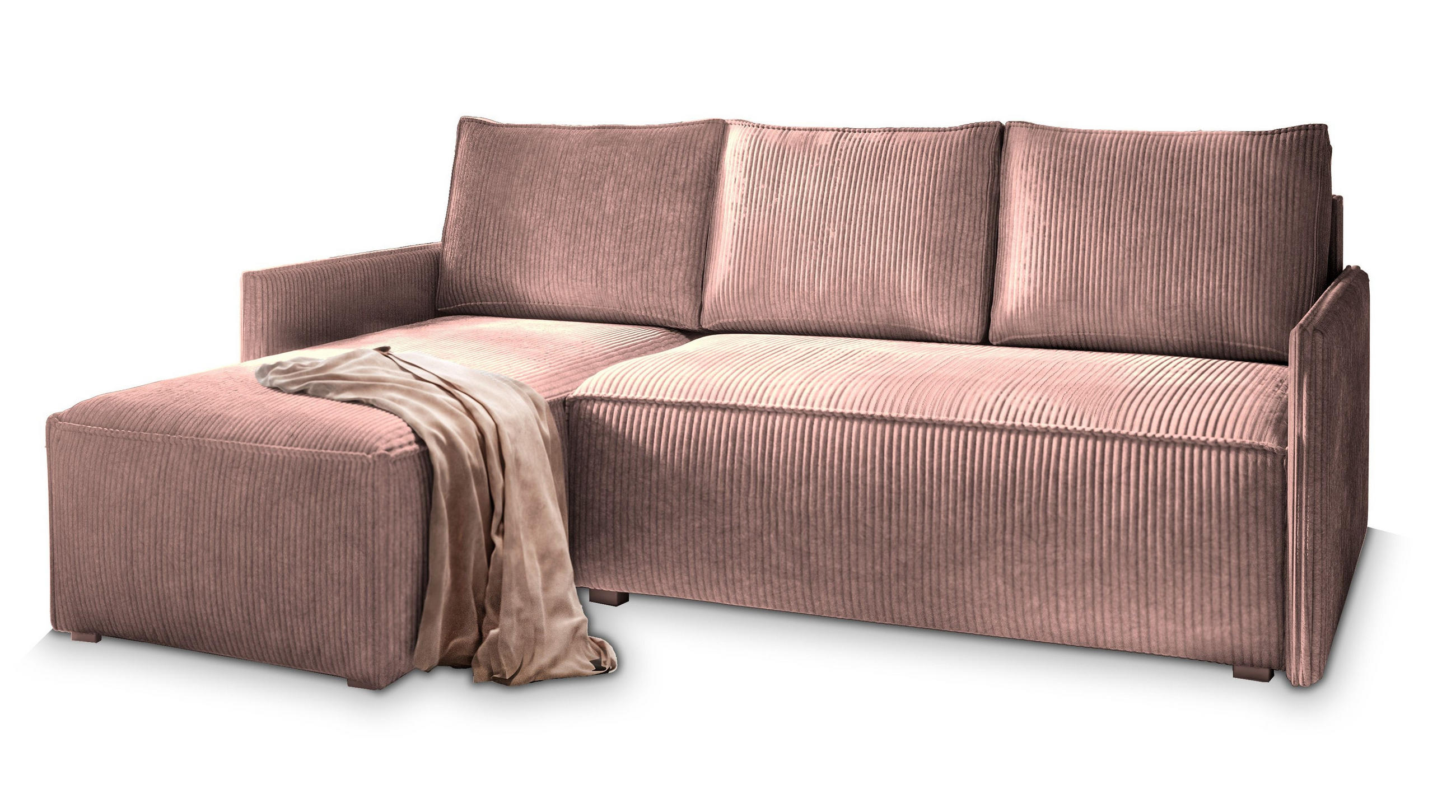 ROHOVÁ SEDAČKA PERUSI šeříková - šedá/šeříková, dřevo/textil (206/143cm) - MASSENO