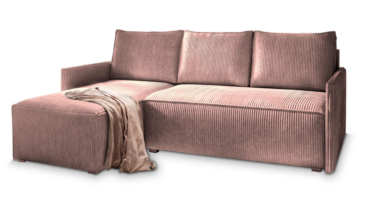 ROHOVÁ SEDAČKA PERUSI šeříková - šedá/šeříková, dřevo/textil (206/143cm) - MASSENO