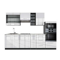 KÜCHENZEILE Fame-Line Weiß Hochglanz/Anthrazit 280 cm, AP Marmor - Weiß Hochglanz/Anthrazit, Holzwerkstoff (280/81.6/60cm) - Vicco
