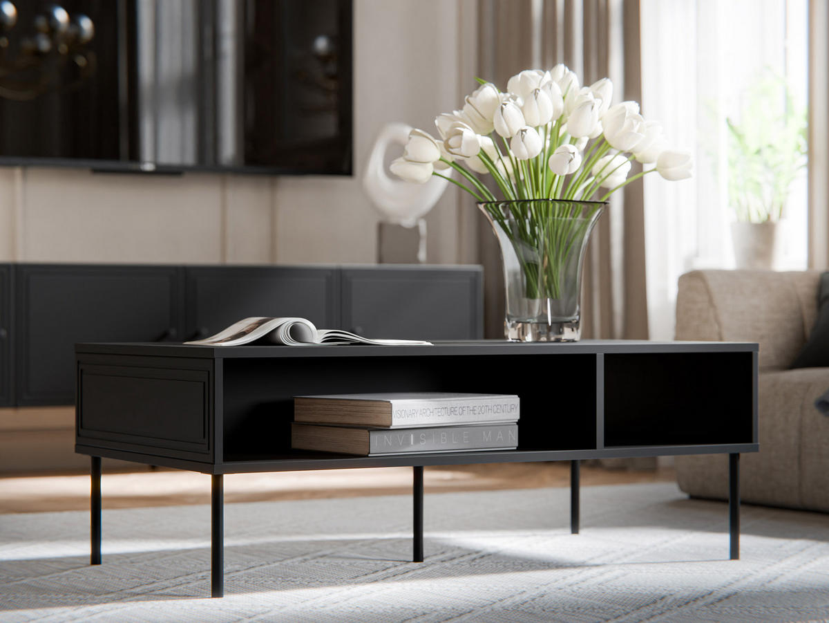 COUCHTISCH Palazzo Bis - Schwarz, Holzwerkstoff/Metall (60/110/40cm) - MIRJAN24