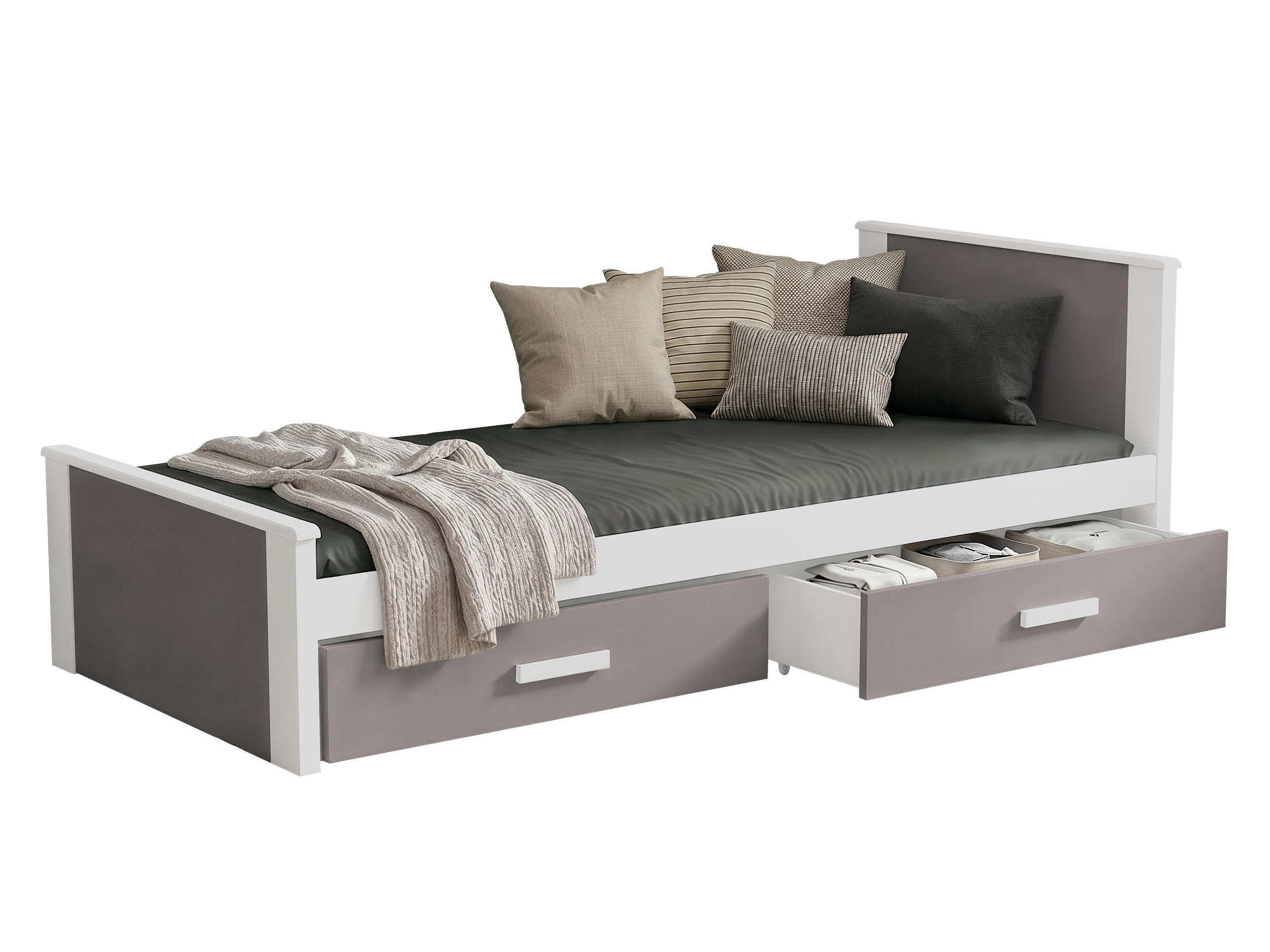 JUGENDBETT Aldo - Trüffeleichefarben/Weiß, Holz (90/200cm) - MIRJAN24