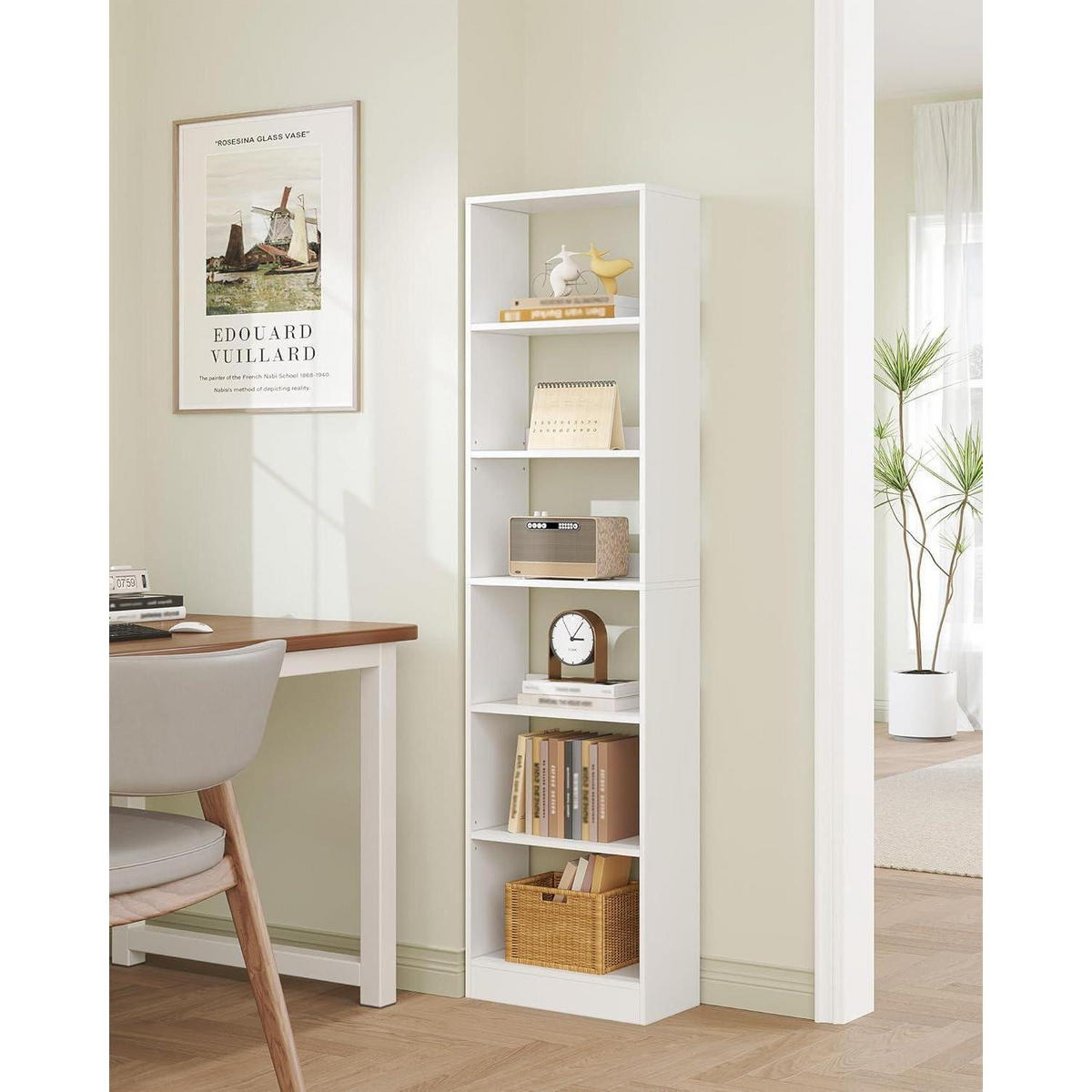 BÜCHERREGAL 6-stöckig Weiß 24 x 50 x 183 cm - Weiß, Holzwerkstoff (50/183/24cm)