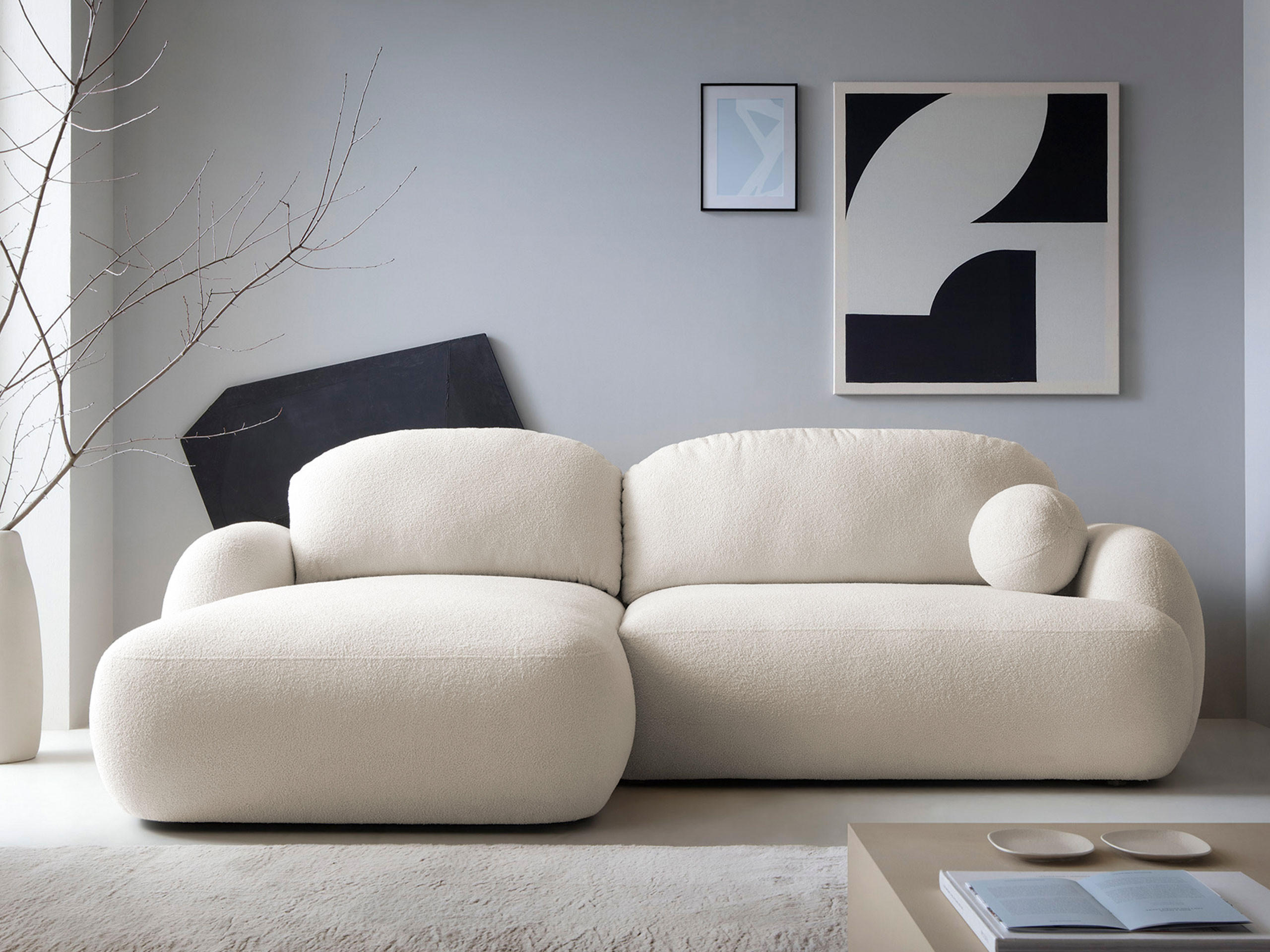 ECKSOFA Mayo, Seite: Links - Creme/Schwarz, Holz/Kunststoff (275/175cm) - MIRJAN24